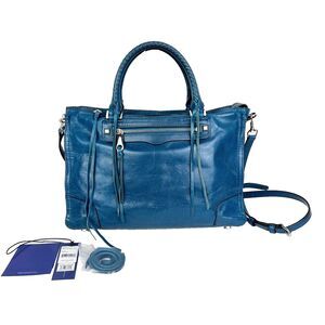 Rebecca Minkoff Regan Leather Top Handle Satchel Crossbody Bag Tote Lake Blue